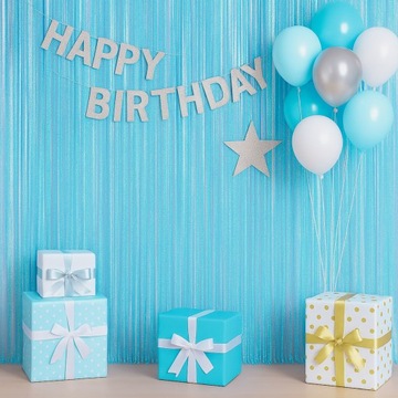 Kurtyna Dekoracyjna Zasłona niebieska holograficzna 200cmx100 cm ścianka