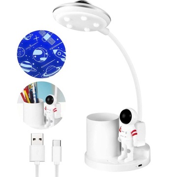 LAMPKA BIURKOWA NOCNA LED PROJEKTORY ASTRONAUTA