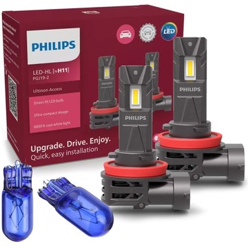 PHILIPS ŻARÓWKI LED H11 PGJ19-2 ULTINON ACCESS PLUG&PLAY ROZMIAR MINI 6000K