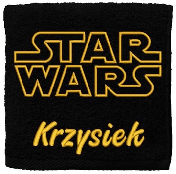 Ręcznik z imieniem GWIEZDNE WOJNY STAR WARS LOGO 70x140 prezent HAFTOWANY