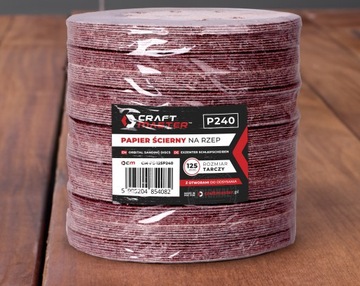 PAPIER ŚCIERNY NA RZEP 125mm P240 KRĄŻEK Z OTWORAMI SZLIFIERKI ZESTAW 10szt