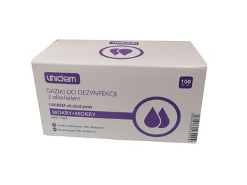 UNIDEM GAZIKI do DEZYNFEKCJI 30x65mm MOKRY 100szt
