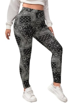 SHEIN LEGGINSY PLUS SIZE CZARNE WE WZORY 48 V3D