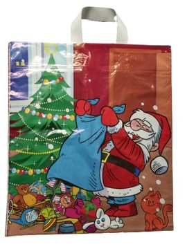 Reklamówki świąteczne Mikołaj i Choinka 38x44 cm 10 szt.