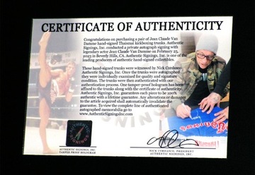 Жан-Клод Ван Дамм Автограф на шортах из фильма Кикбоксер 1989 ХИТ