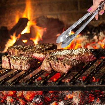Щипцы кухонные для гриля мяса, салатов, вращающиеся, сервировочные, сталь, 23 см
