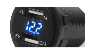 Мотоциклетная розетка с дисплеем 2xUSB + адаптер