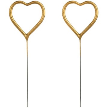 ZIMNE OGNIE SERCA ZŁOTE na WALENTYNKI WESELE ŚLUB ROCZNICA 16.5cm 2 sztuki