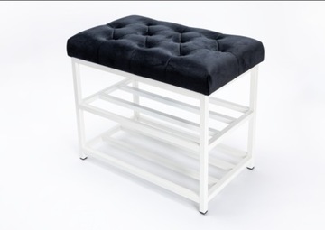 Szafka na Buty Metalowa Tapicerowana Pikowane Siedzisko Wielokolorów 60 cm