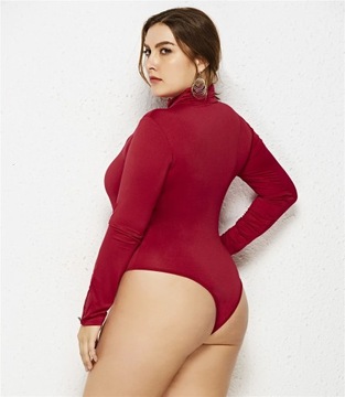 Sexy Plus Size Bodysuits Women Turtle Neck Romper