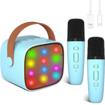 GŁOŚNIK MIKROFON KARAOKE BLUETOOTH Z 2 MIKROFONAMI, PRZENOŚNA