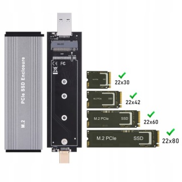 NVME PCIE M.2 USB-C 3.2 10 GBPS ВНЕШНИЙ КОРПУС ДЛЯ SSD ДИСКА