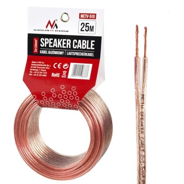 Kabel głośnikowy Maclean MCTV-510 Transparent PVC 2*1.5mm2 25m