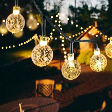 СОЛНЕЧНЫЕ САДОВЫЕ ЛАМПЫ GIRLANDA 50LED, 9м ТЕПЛЫЕ