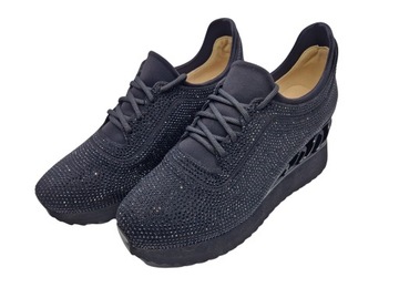 Buty DAMSKIE SNEAKERSY NA KOTURNIE S.BARSKI MR38-377 CZARNE 38