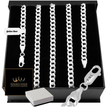 SREBRNY ŁAŃCUSZEK MĘSKI PANCERKA WŁOSKA DIAMENTOWANA 925 65cm/5,5mm GRAWER