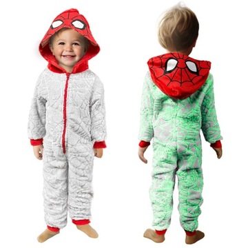 MARVEL piżama SPIDERMAN kombinezon szaro-czerwony NEON ŚWIECĄCY 110-116 cm