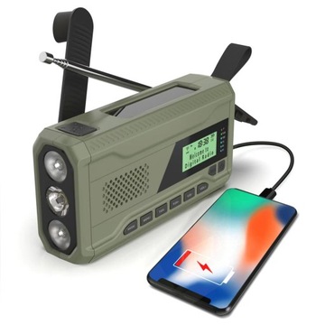 PRZENOŚNE RADIO SOLARNE KORBKA ALARM DYNAMO