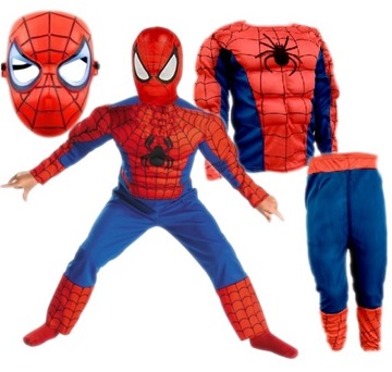 SPIDERMAN STRÓJ z Mięśniami Mięśnie Maska 98/110