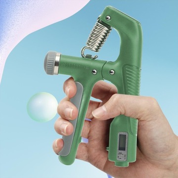 Тренажер рукопожатия с электронным счетчиком зеленого цвета