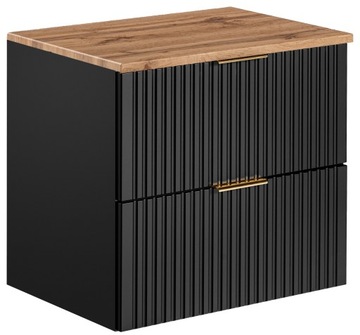 Czarna szafka pod umywalkę ADEL BLACK 82-60 z blatem WOTAN 60 cm