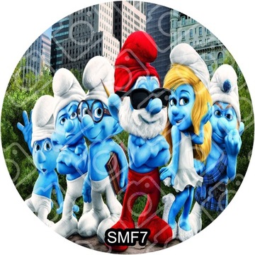 Вафля для торта SMERFS Украшение День Рождения Сахарный Принт 20см