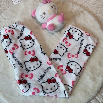 ЖЕНСКИЕ ПЛОТНЫЕ ТЕПЛЫЕ ФЛАНЕЛЕВЫЕ ПИЖАМНЫЕ БРЮКИ HELLO KITTY, МЯГКИЕ, УДОБНЫЕ