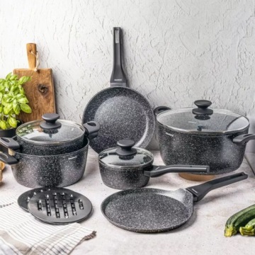KOMPLET GARNKÓW MARMUROWYCH 2x PATELNIA Rondel GARNKI ZESTAW