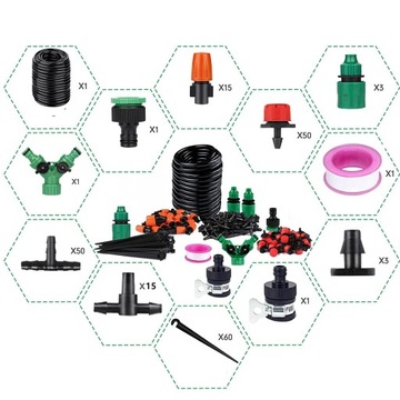 Набор для орошения Сад Фруктовый сад Цветочные горшки Сад Эмиттеры для растений Труба 50 м