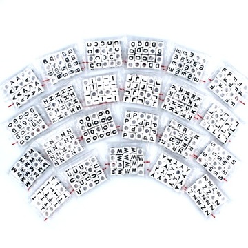 Koraliki Literki 6mm ALFABET A-Z po 20szt ZESTAW
