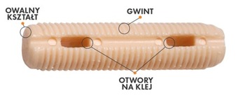 Дюбель, штифты мебельные крепежные Ø8х36 мм из пластика - 50 шт.
