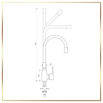 Белый кухонный шкаф Slim 60 Смеситель для раковины Deante Гибкий бежевый сифон