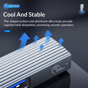 USB-C HUB 3x USB microSD 5 ГБ/с ORICO, алюминий