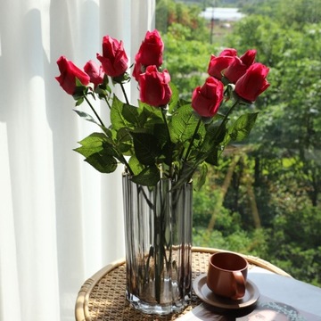 SZTUCZNE KWIATY JAK ŻYWE BUKIET RÓŻ RÓŻA RÓŻE 55CM