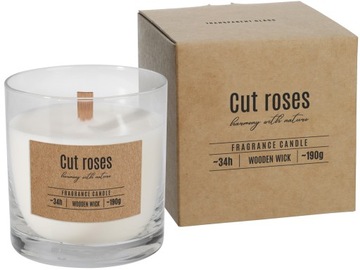 Świeca CUT ROSES 34h z drewnianym knotem 8,2cm