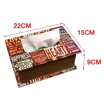Ретро прямоугольная крышка коробки для салфеток с деревянным лицом, бумажная накачка на английском языке