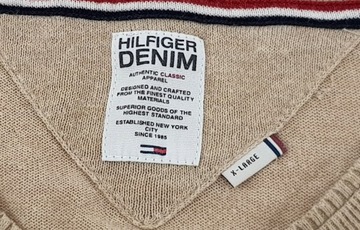 TOMMY HILFIGER BEŻOWY CIENKI SWETER XL