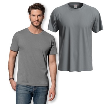 Klasyczna koszulka T-shirt bawełna krótki rękaw szara 155 g pod nadruk L