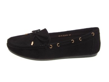 DAMSKIE MOKASYNY PÓŁBUTY ZAMSZOWE Black r.39