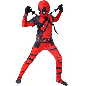KOSTIUM DEADPOOL ZESTAW 2 MIECZE DLA DZIECI PRZEBRANIE DEADPOOLA STRÓJ 130