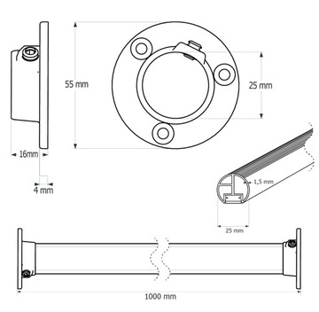 Белая светодиодная штанга для шкафа 25 100 см.