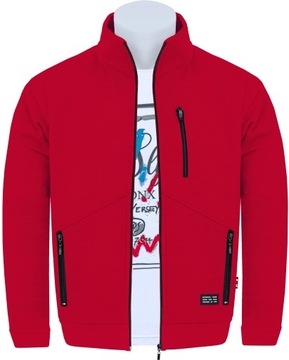 SUPER BLUZA FR/TZ rozpinana bez kaptura - wysoka stójka XXL czerwona POLSKA