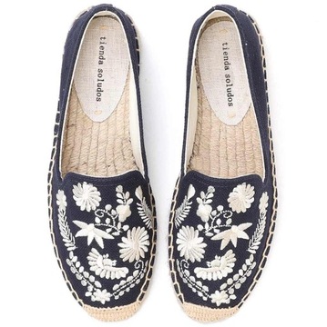 BUTY ESPADRYLE LNIANE LEN PŁÓCIENNE HAFTOWANE 38