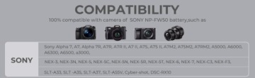 Зарядное устройство, 2 аккумулятора для Sony A7 A7R A7S A6500 A7II