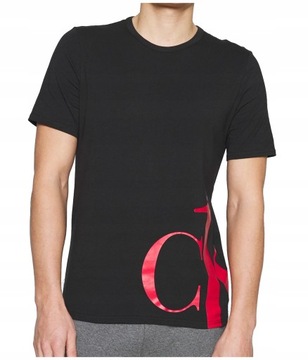 Calvin Klein _ Czarny T-Shirt Czerwone Logo CK XL
