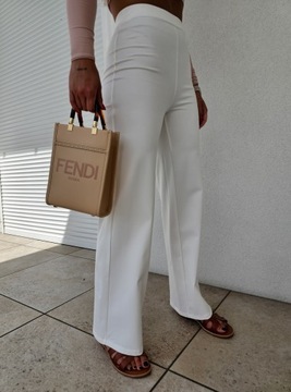 Spodnie rozszerzane klasyczne BY Me białe ecru XS