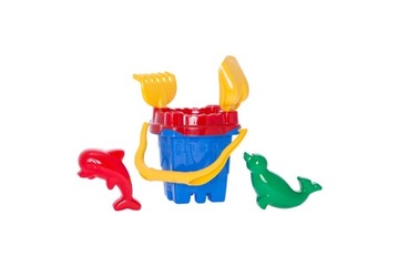 ПЛАСТИКОВАЯ тачка с ведром, лопатой и формовщиками для песка HEMAR.