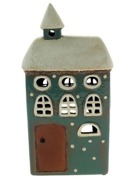 DOMEK CERAMICZNY DUŻY LAMPION ŚWIECZNIK CERAMIKA SZKLIWIONA *