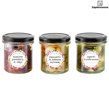 12x słoiczki słoiki na MIÓD przetwory dżem słoiki CZARNA zakrętka 350ml