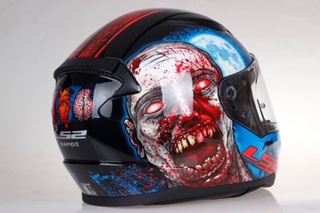 МОТОЦИКЛЬНЫЙ ШЛЕМ LS2 FF353 RAPID II ZOMBIE синий красный ECE 22.06